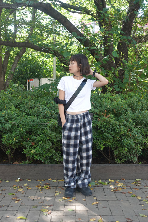起毛チェックラフパンツ